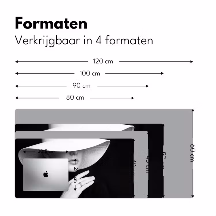 Bureau onderlegger - Vrouw - Hoed - Hand - Zwart - Wit - Klassiek — 8
