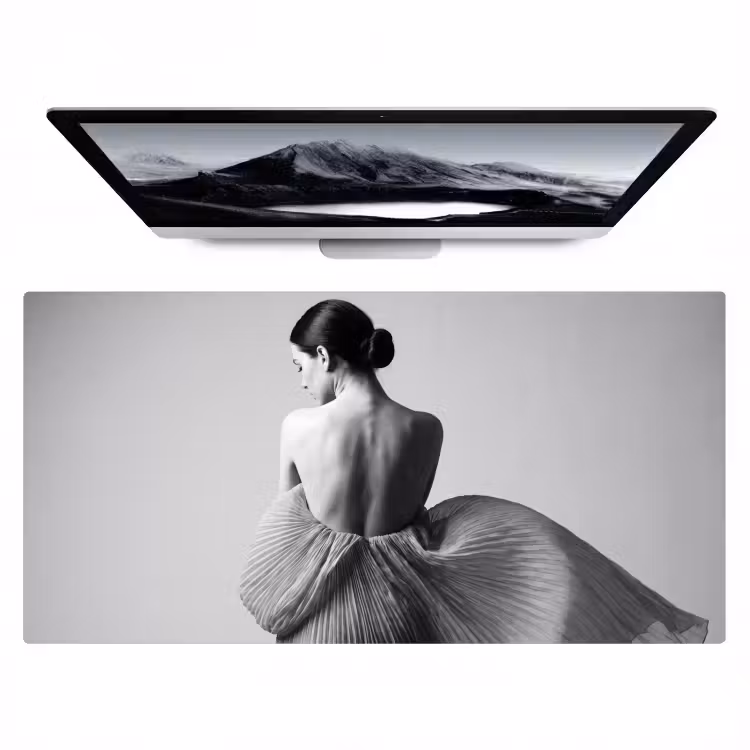 Bureau onderlegger - Vrouw - Rug - Textuur - Zwart - Wit - Elegant — 1