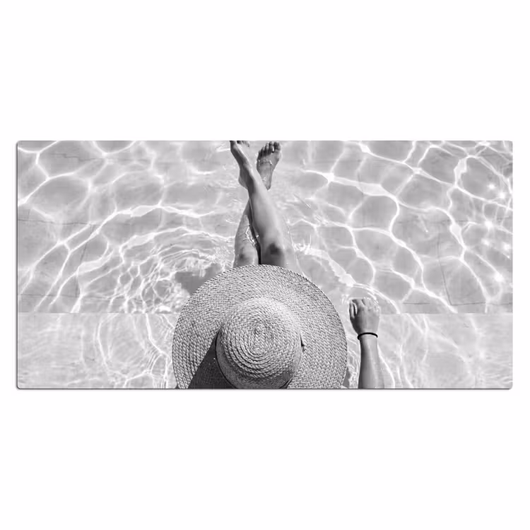 Bureau onderlegger - Zwembad - Hoed - Water - Zwart - Wit - Zomers — 2