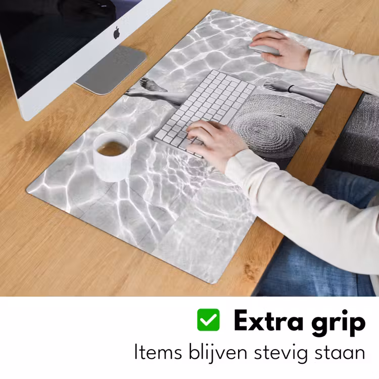 Bureau onderlegger - Zwembad - Hoed - Water - Zwart - Wit - Zomers — 6