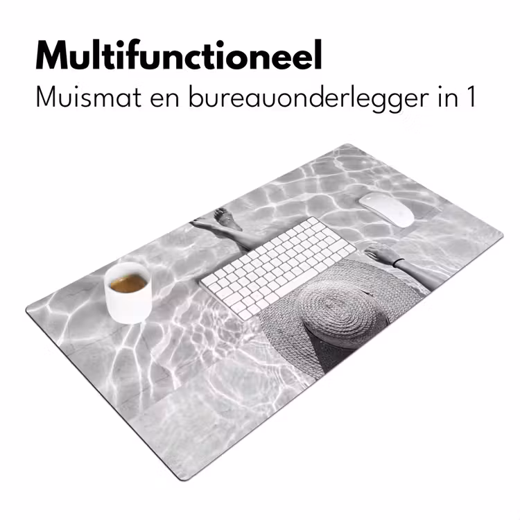 Bureau onderlegger - Zwembad - Hoed - Water - Zwart - Wit - Zomers — 7