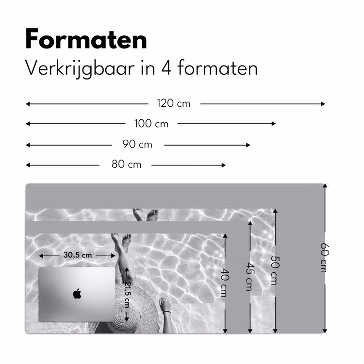 Bureau onderlegger - Zwembad - Hoed - Water - Zwart - Wit - Zomers — 8