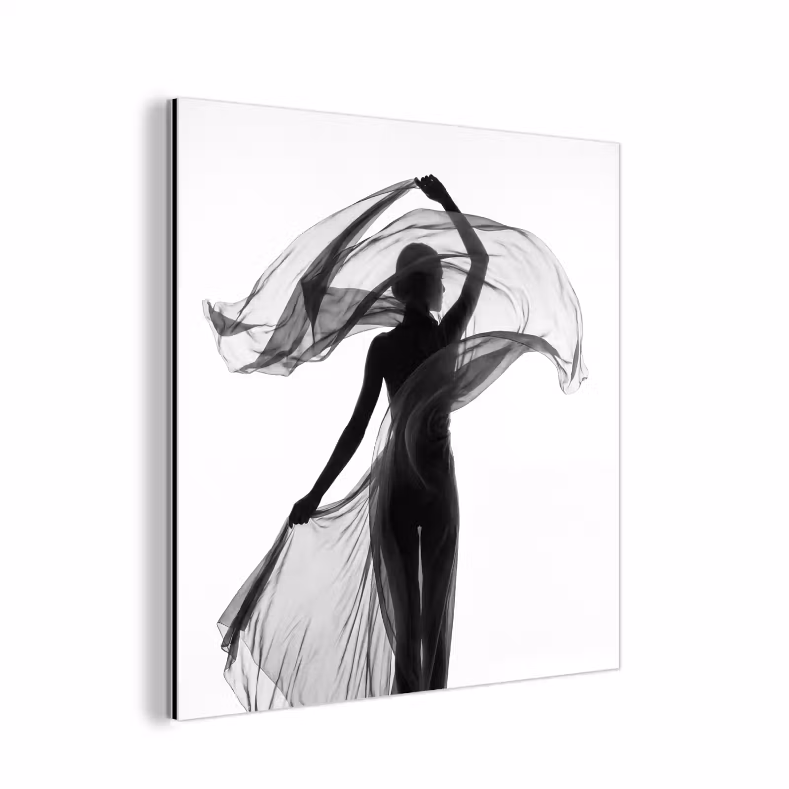 Aluminium schilderij - Vrouw - Sluier - Portret - Zwart - Wit - Artistiek — 1
