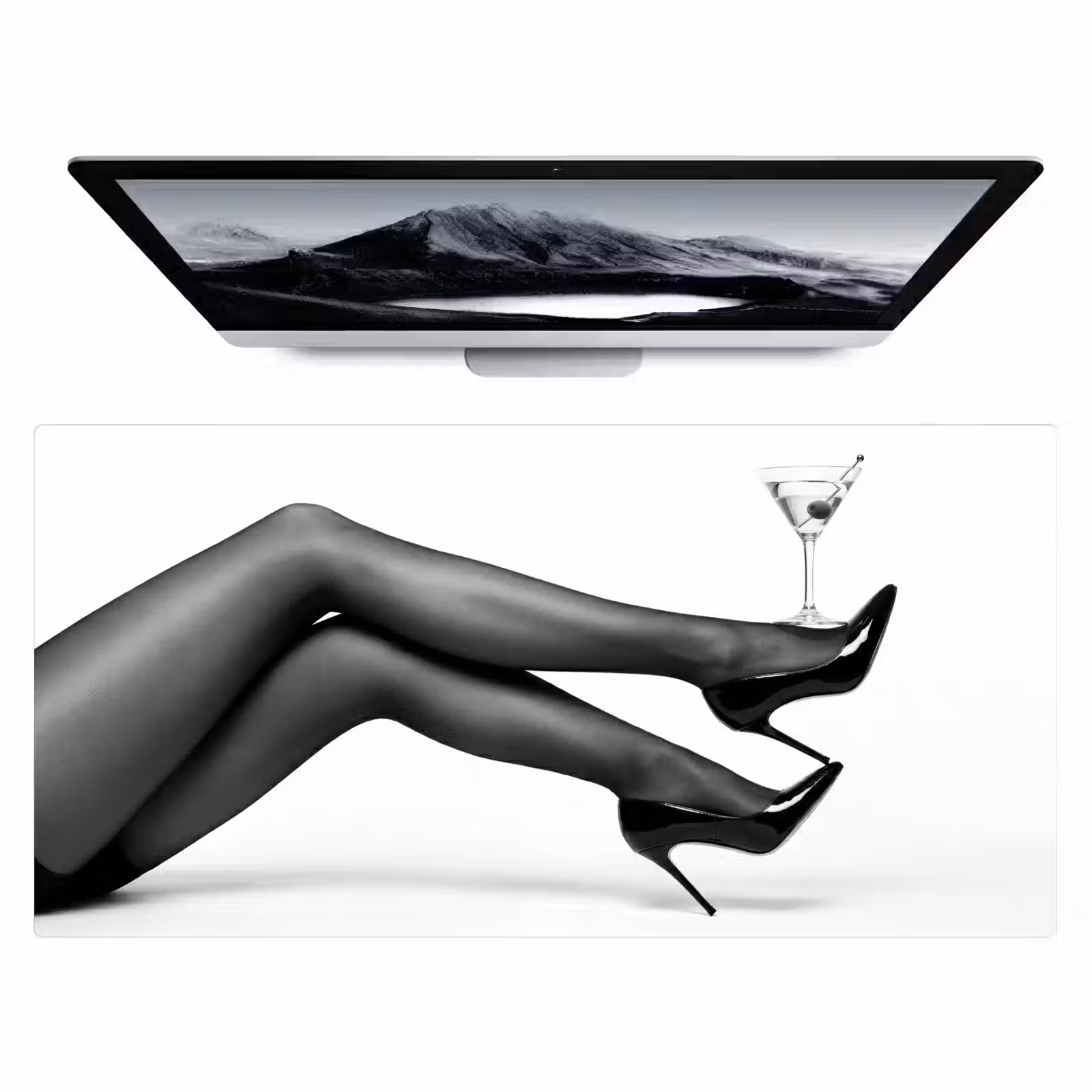 Bureau onderlegger - Benen - Hakken - Glas - Zwart - Wit - Speels — 1