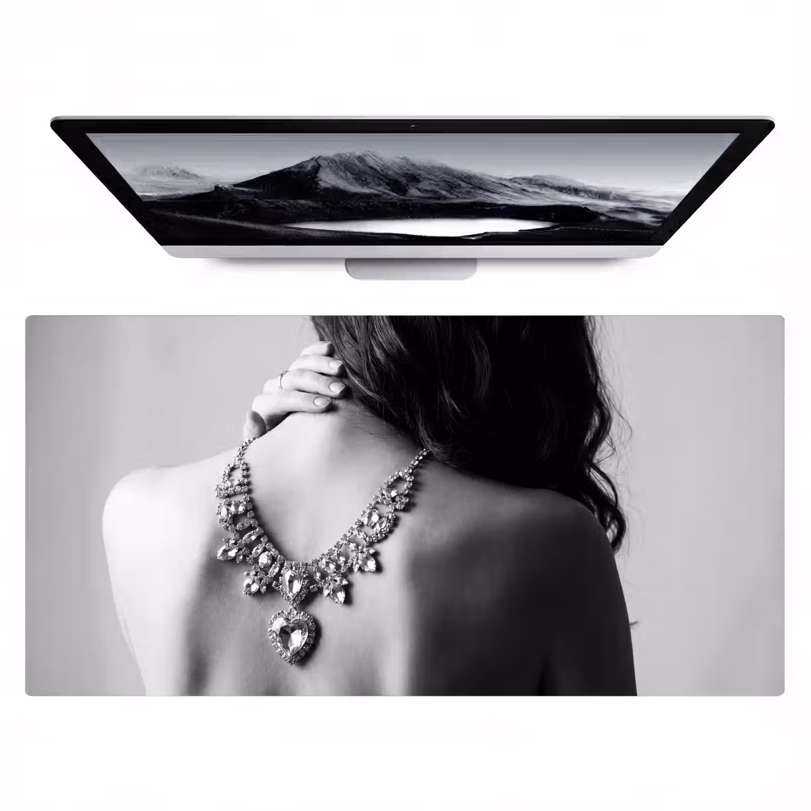 Bureau onderlegger - Vrouw - Ketting - Fashion - Zwart - Wit — 1