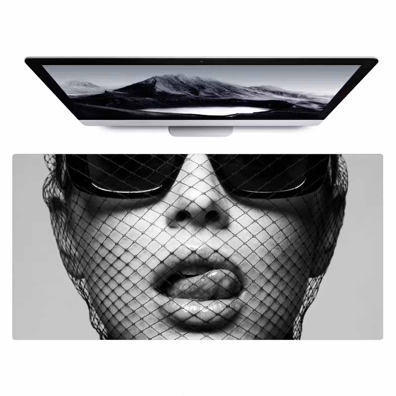 Bureau onderlegger - Vrouw - Net - Mysterieus - Zwart - Wit — 1