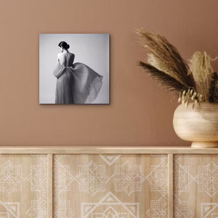 Aluminium schilderij - Vrouw - Rug - Textuur - Zwart - Wit - Elegant — 5