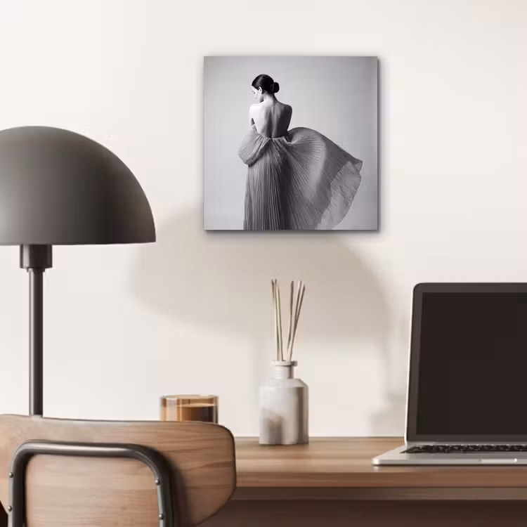Aluminium schilderij - Vrouw - Rug - Textuur - Zwart - Wit - Elegant — 6