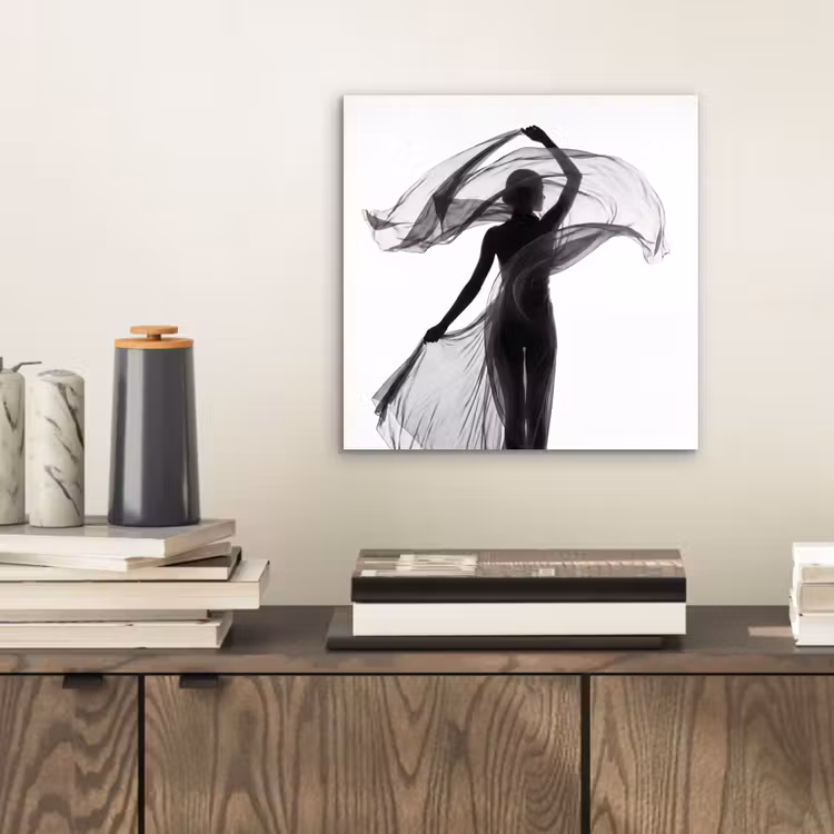 Aluminium schilderij - Vrouw - Sluier - Portret - Zwart - Wit - Artistiek — 2