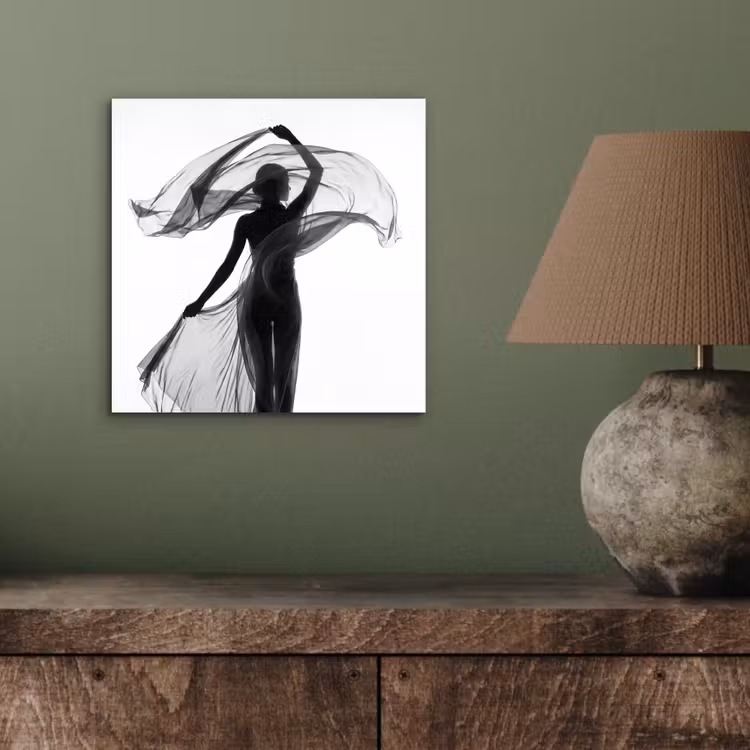 Aluminium schilderij - Vrouw - Sluier - Portret - Zwart - Wit - Artistiek — 3