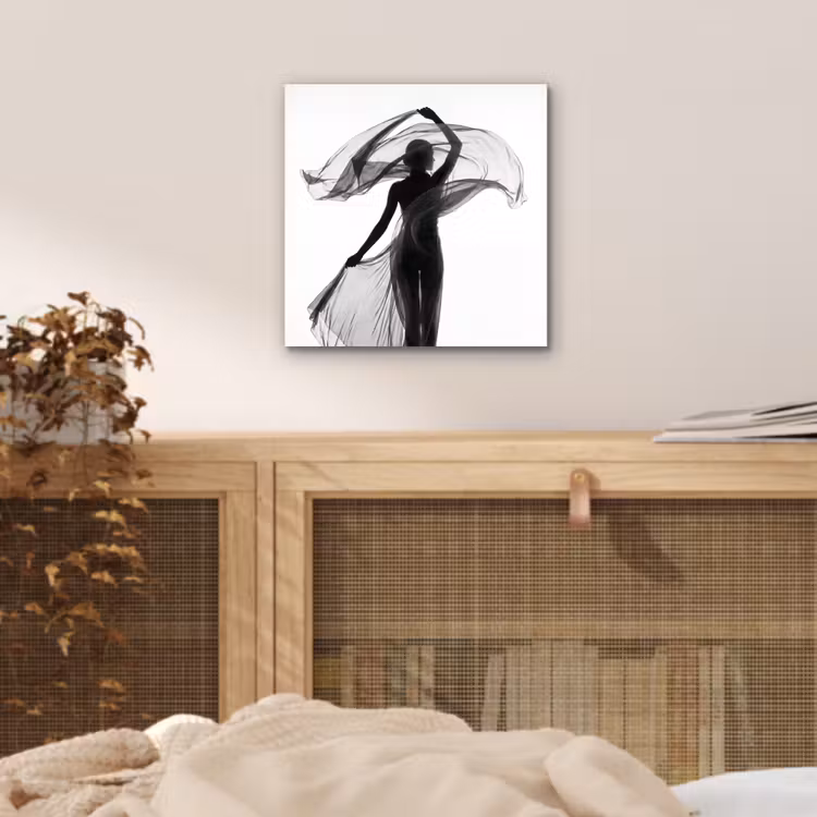 Aluminium schilderij - Vrouw - Sluier - Portret - Zwart - Wit - Artistiek — 4