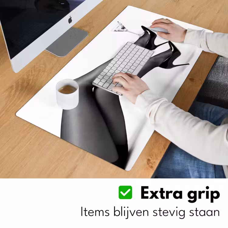 Bureau onderlegger - Benen - Hakken - Glas - Zwart - Wit - Speels — 6
