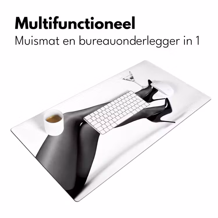 Bureau onderlegger - Benen - Hakken - Glas - Zwart - Wit - Speels — 7
