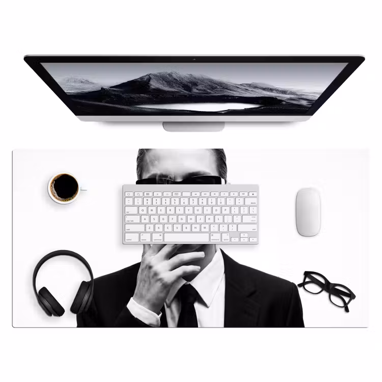 Bureau onderlegger - Portret - Pak - Roken - Zwart - Wit - Stoer — 4