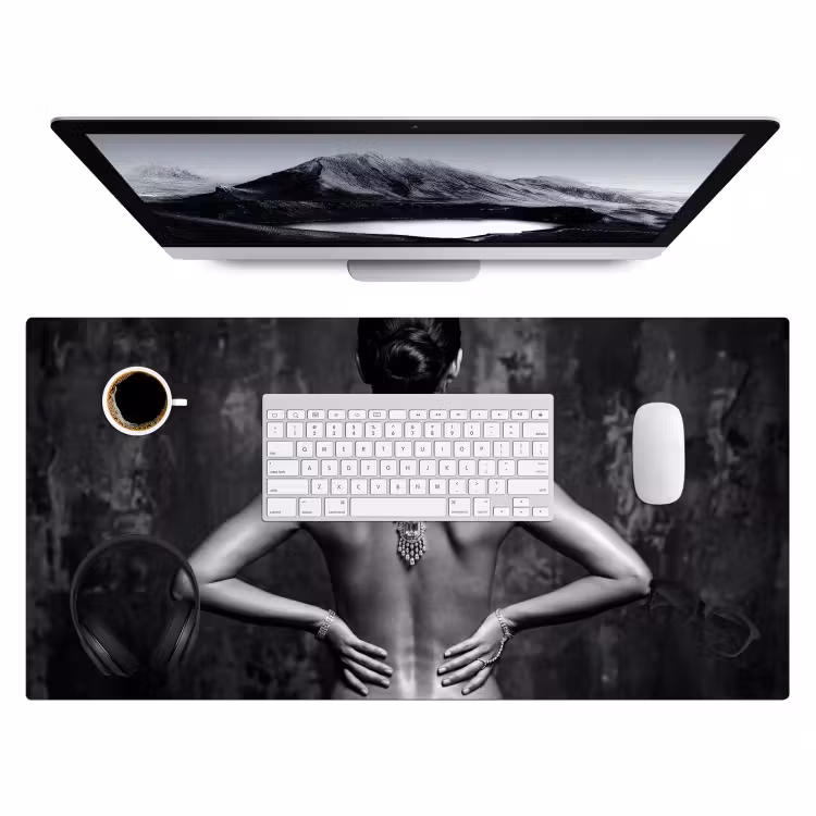 Bureau onderlegger - Rug - Ketting - Portret - Zwart - Wit - Glamour — 4