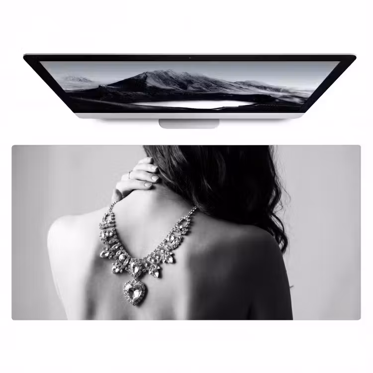 Bureau onderlegger - Vrouw - Ketting - Fashion - Zwart - Wit — 1