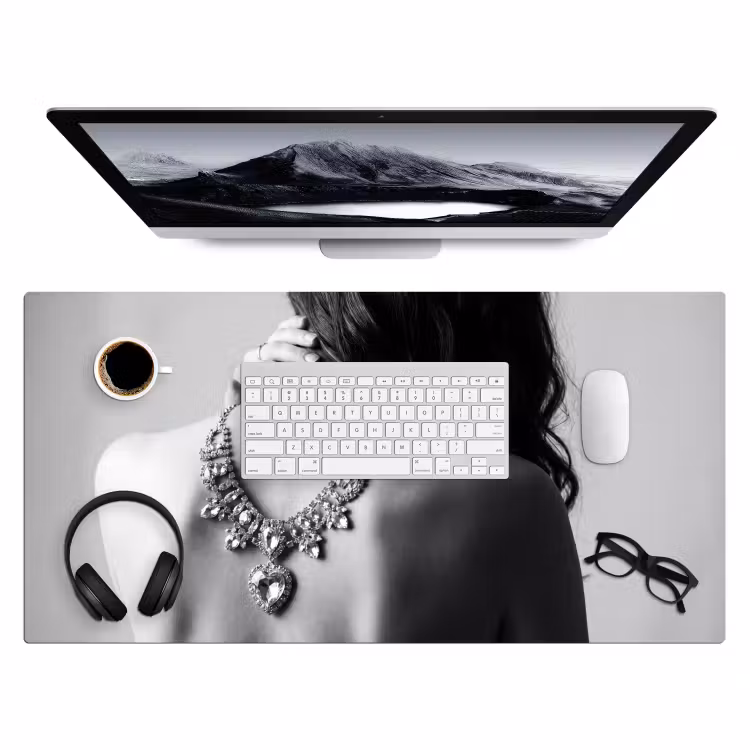 Bureau onderlegger - Vrouw - Ketting - Fashion - Zwart - Wit — 4