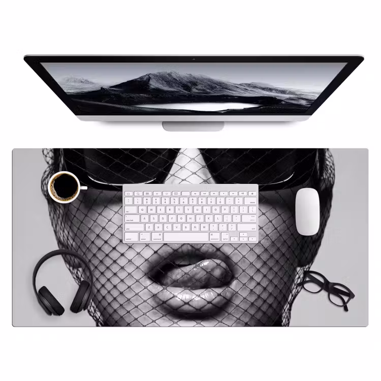 Bureau onderlegger - Vrouw - Net - Mysterieus - Zwart - Wit — 4