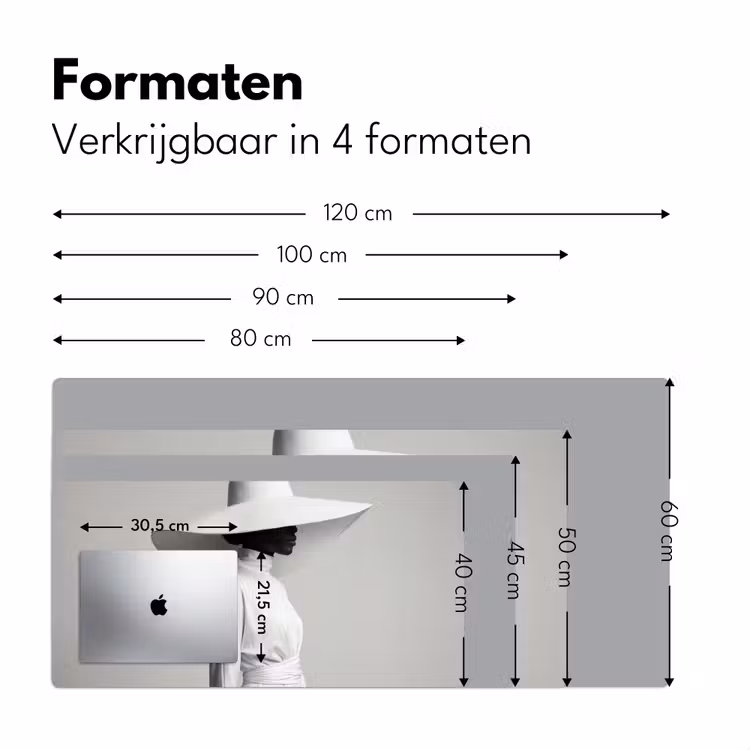 Bureau onderlegger - Vrouw - Profiel - Hoed - Zwart - Wit - Minimalistisch — 8