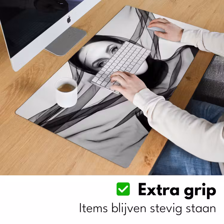 Bureau onderlegger - Vrouw - Sluier - Portret - Zwart - Wit - Elegant — 6