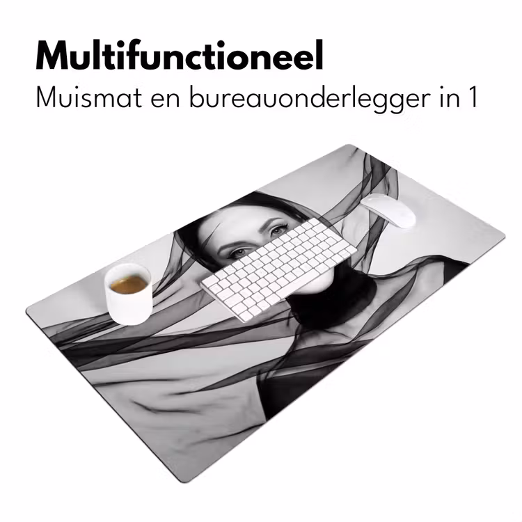Bureau onderlegger - Vrouw - Sluier - Portret - Zwart - Wit - Elegant — 7