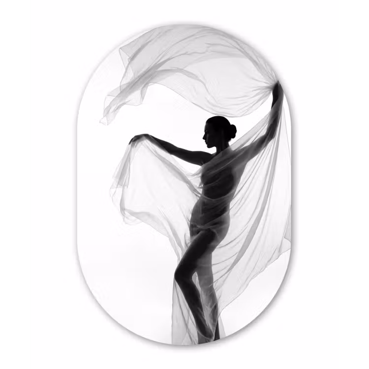 Muurovaal aluminium - Silhouet - Sluier - Vormen - Zwart - Wit - Sensueel — 1
