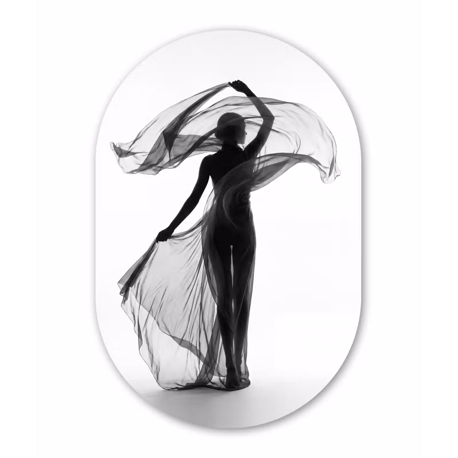 Muurovaal aluminium - Vrouw - Sluier - Portret - Zwart - Wit - Artistiek — 1