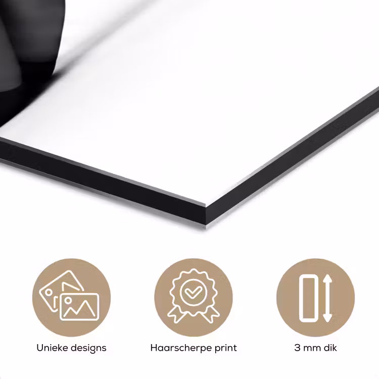Aluminium schilderij - Benen - Hakken - Glas - Zwart - Wit - Speels — 7
