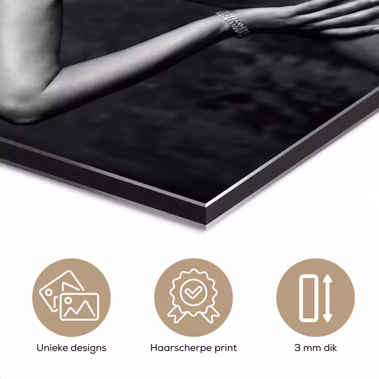 Aluminium schilderij - Rug - Ketting - Portret - Zwart - Wit - Glamour — 7