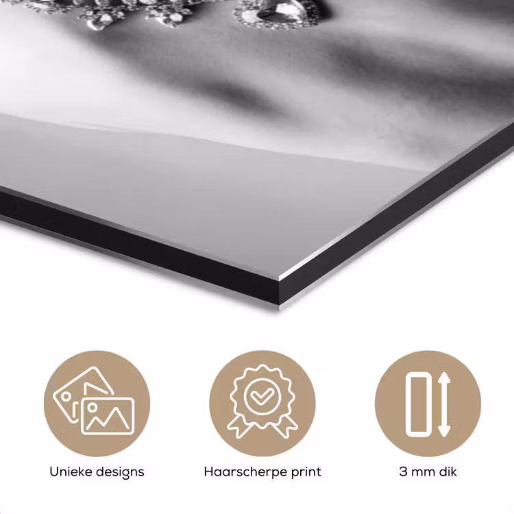 Aluminium schilderij - Vrouw - Ketting - Fashion - Zwart - Wit — 7