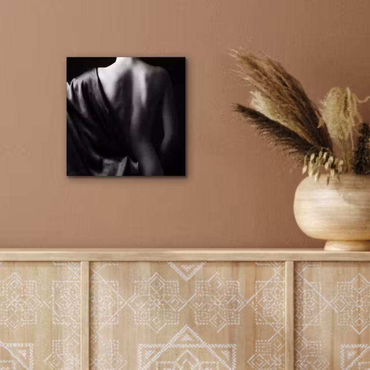 Aluminium schilderij - Schouder - Zijde - Rug - Zwart - Wit - Elegant — 5