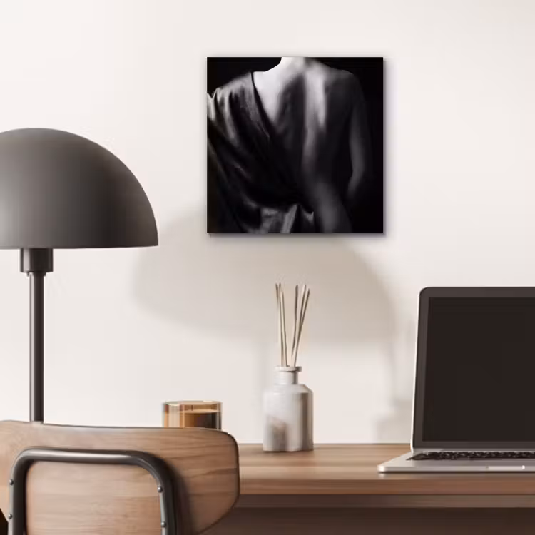 Aluminium schilderij - Schouder - Zijde - Rug - Zwart - Wit - Elegant — 6