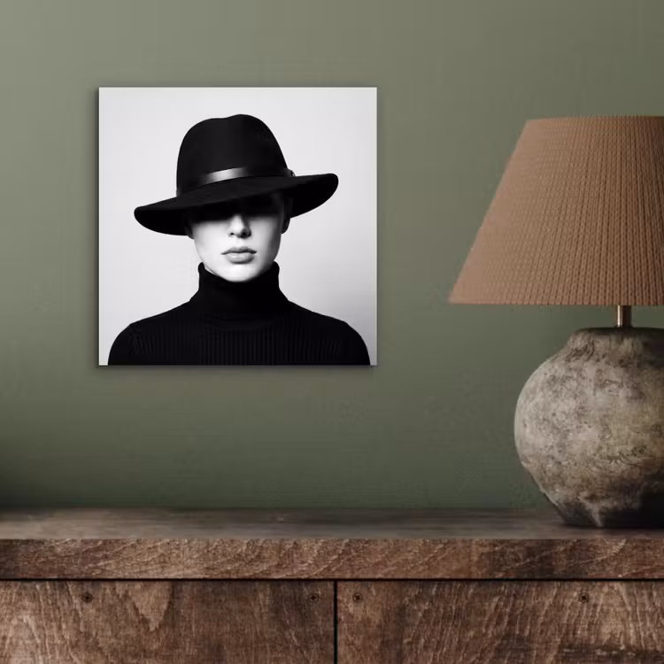 Aluminium schilderij - Vrouw - Schaduw - Zwart - Wit - Mysterieus — 3