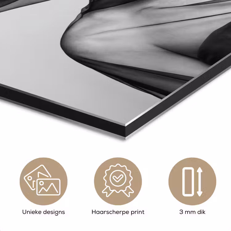 Aluminium schilderij - Vrouw - Sluier - Portret - Zwart - Wit - Elegant — 7