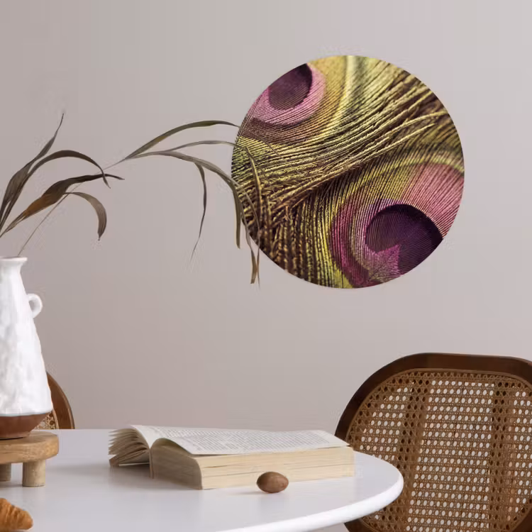 Behangcirkel - Pauw - Veren - Paars - Groen — 4