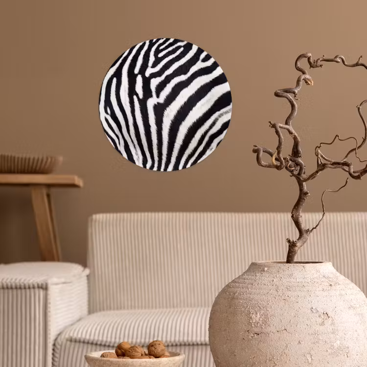 Behangcirkel - Zebra - Vacht - Klassiek - Zwart - Wit — 2