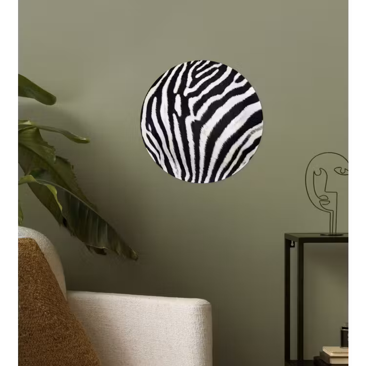 Behangcirkel - Zebra - Vacht - Klassiek - Zwart - Wit — 3