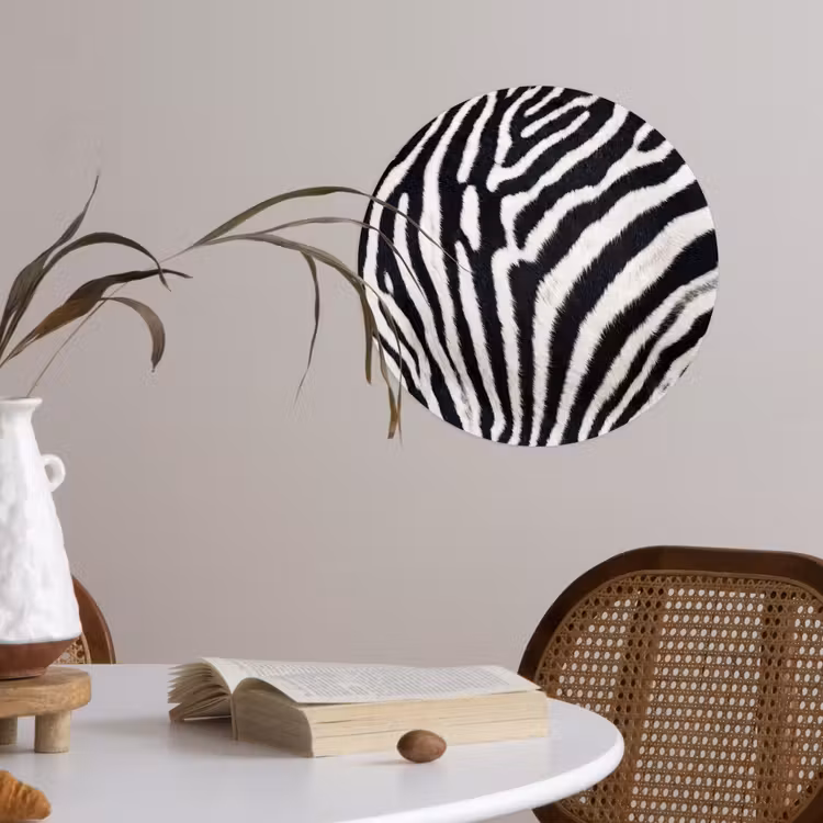 Behangcirkel - Zebra - Vacht - Klassiek - Zwart - Wit — 4