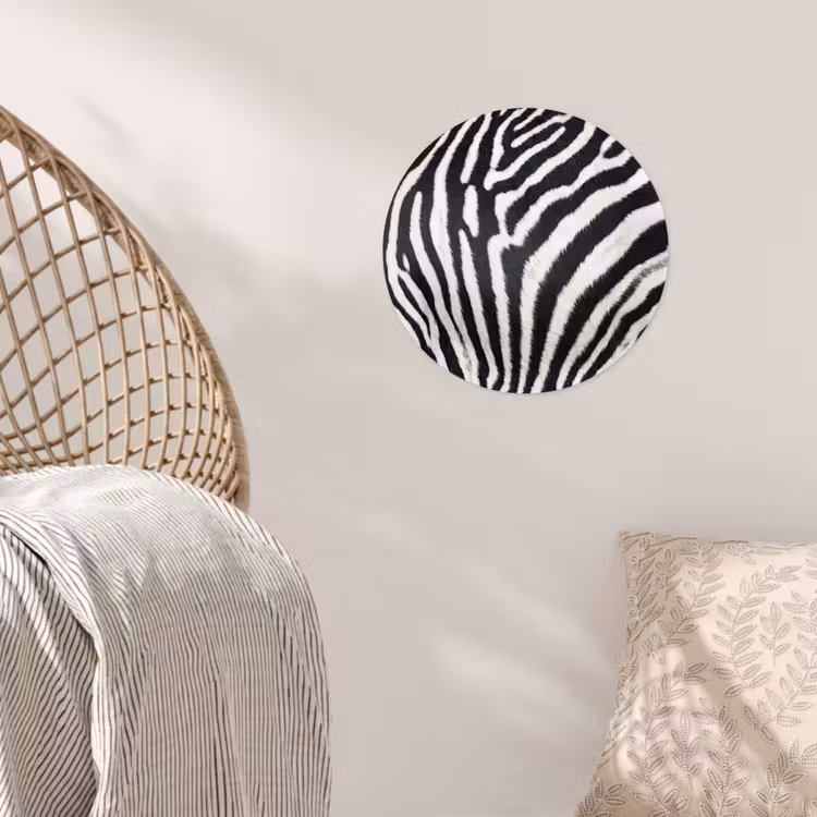 Behangcirkel - Zebra - Vacht - Klassiek - Zwart - Wit — 5