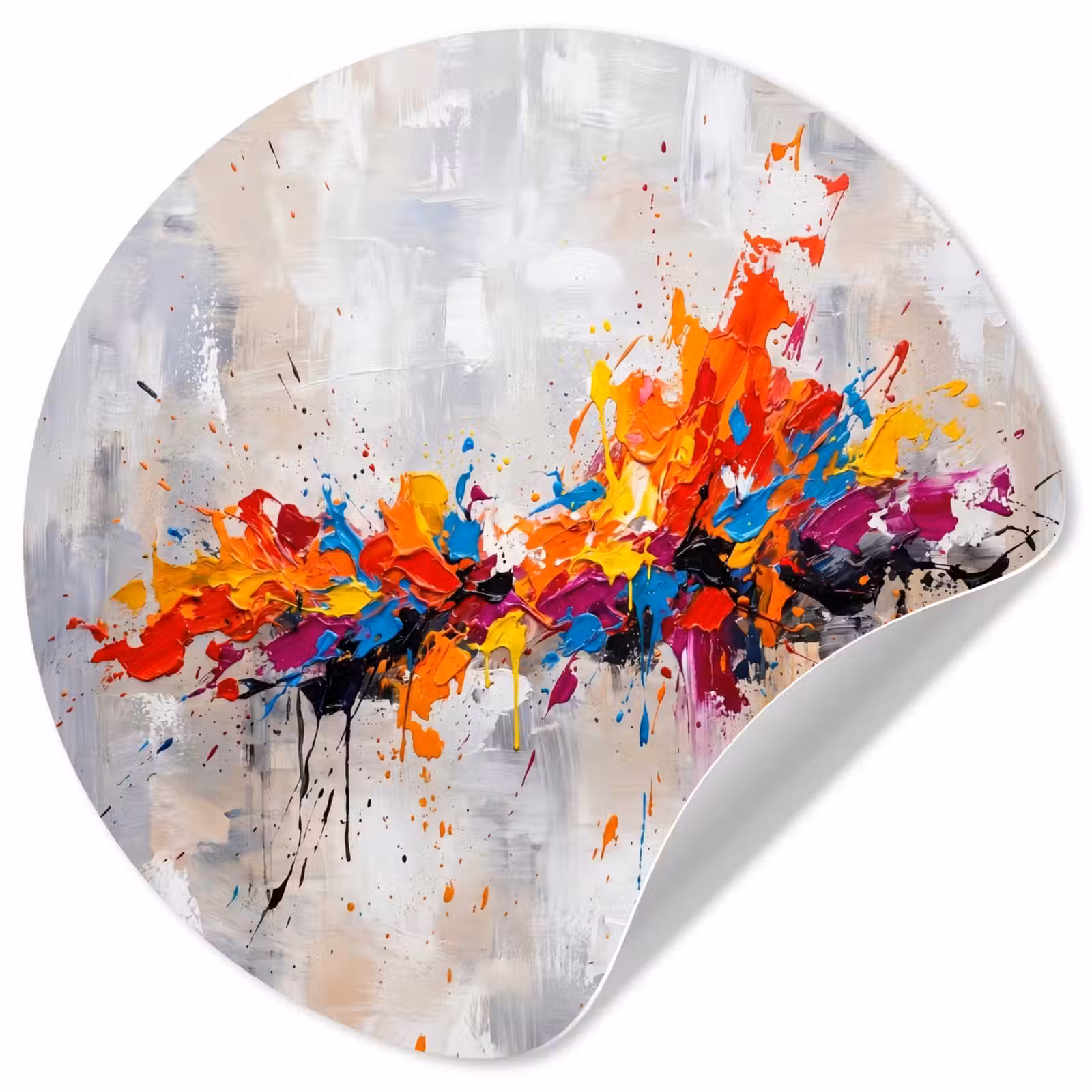Behangcirkel - Abstract - Schilderij - Kleurrijk - Dynamisch — 1