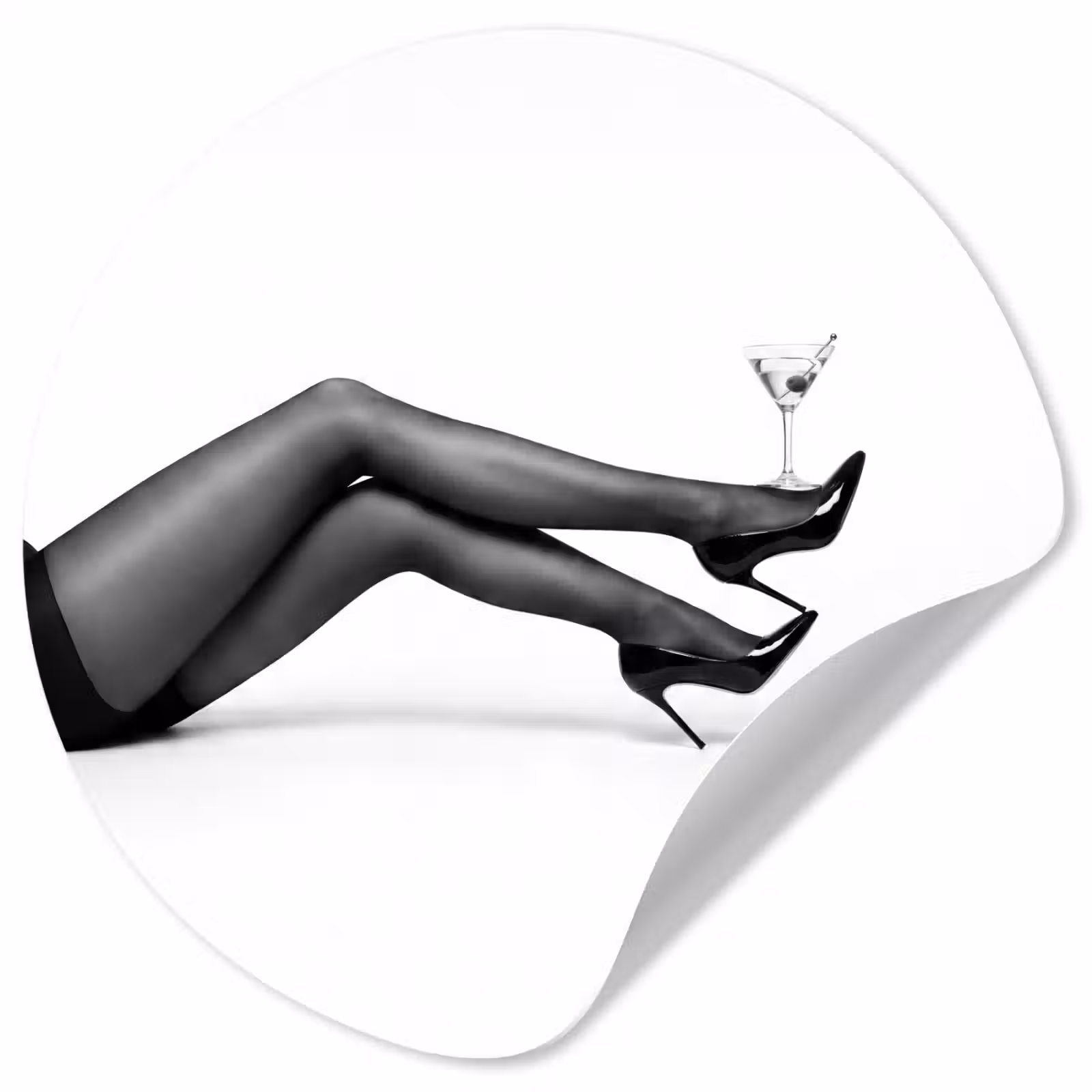 Behangcirkel - Benen - Hakken - Glas - Zwart - Wit - Speels — 1
