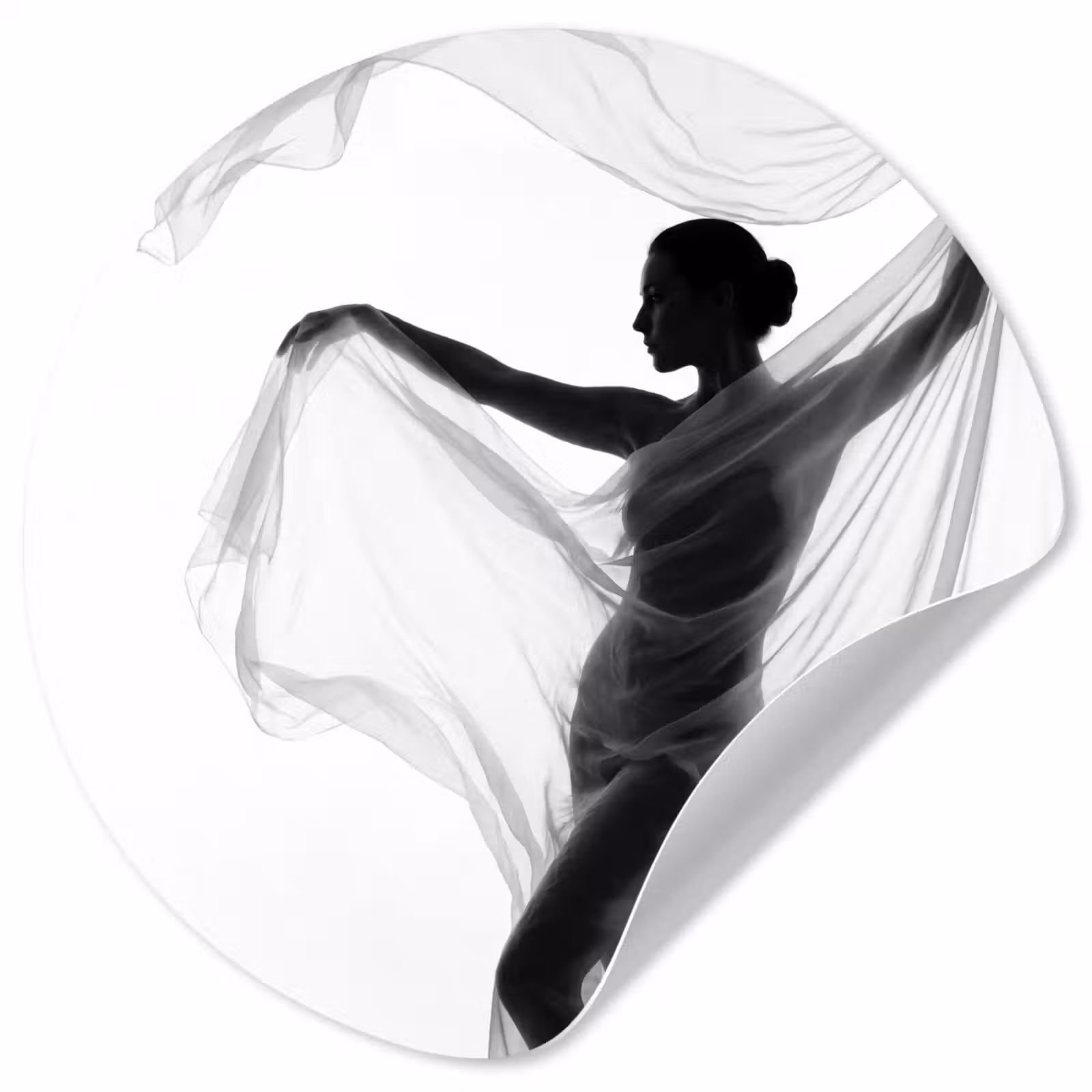 Behangcirkel - Silhouet - Sluier - Vormen - Zwart - Wit - Sensueel — 1