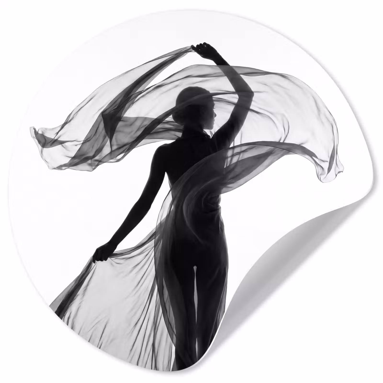 Behangcirkel - Vrouw - Sluier - Portret - Zwart - Wit - Artistiek — 1