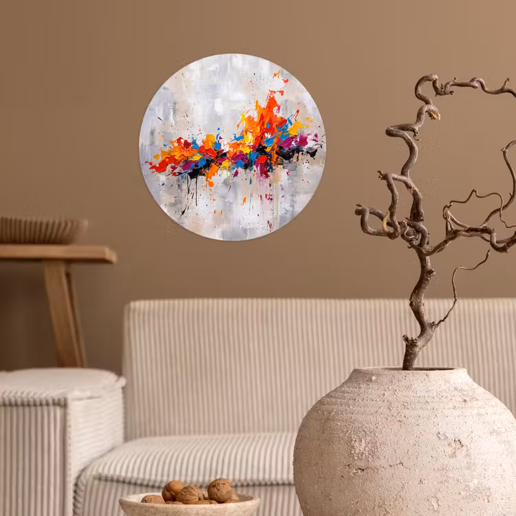 Behangcirkel - Abstract - Schilderij - Kleurrijk - Dynamisch — 2