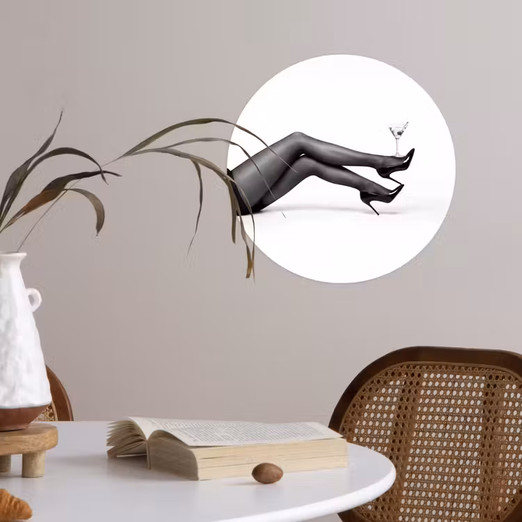 Behangcirkel - Benen - Hakken - Glas - Zwart - Wit - Speels — 4