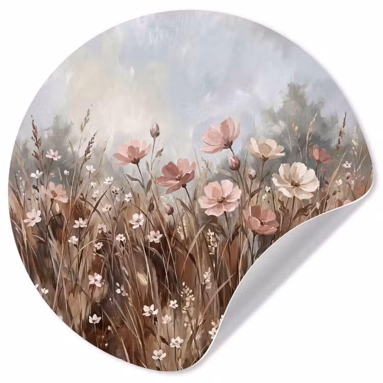 Behangcirkel - Bloemen - Botanisch - Schilderij - Pastel - Rustiek — 1