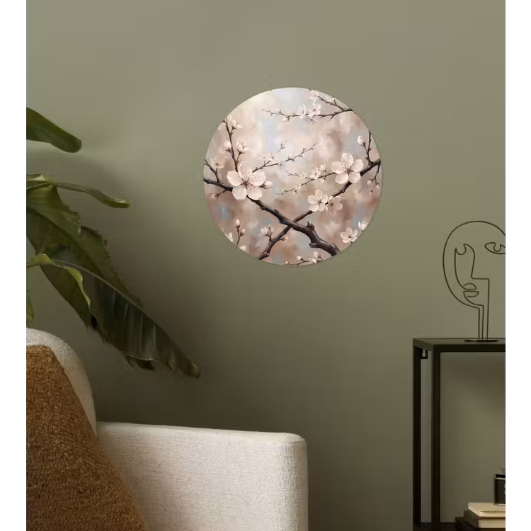 Behangcirkel - Bloesem - Takken - Schilderij - Beige - Serene — 3