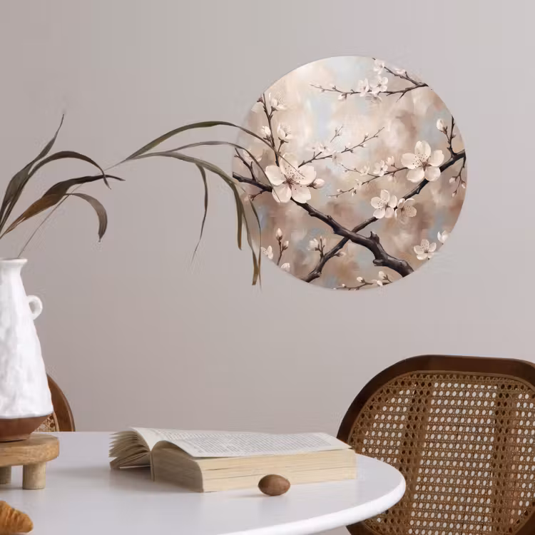 Behangcirkel - Bloesem - Takken - Schilderij - Beige - Serene — 4