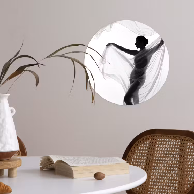 Behangcirkel - Silhouet - Sluier - Vormen - Zwart - Wit - Sensueel — 4