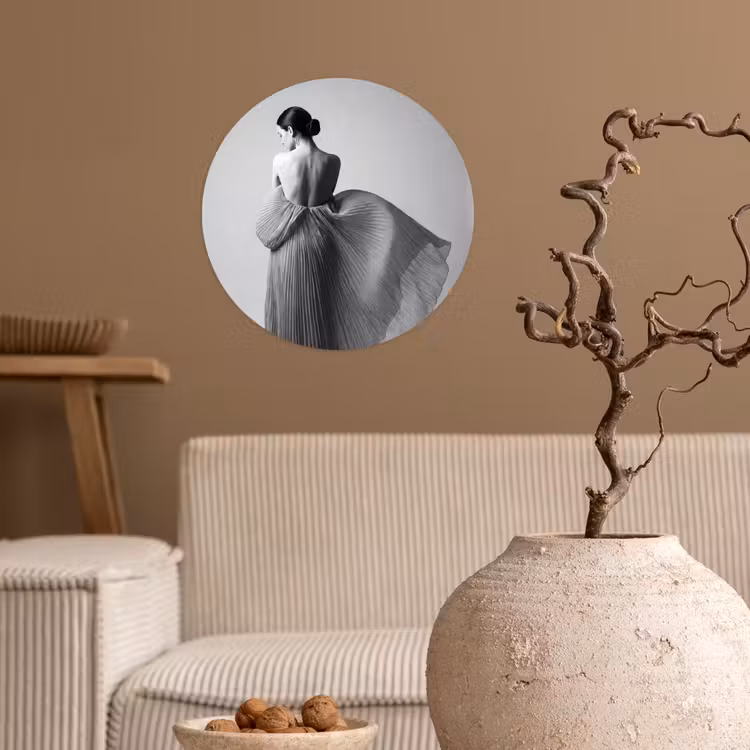 Behangcirkel - Vrouw - Rug - Textuur - Zwart - Wit - Elegant — 2